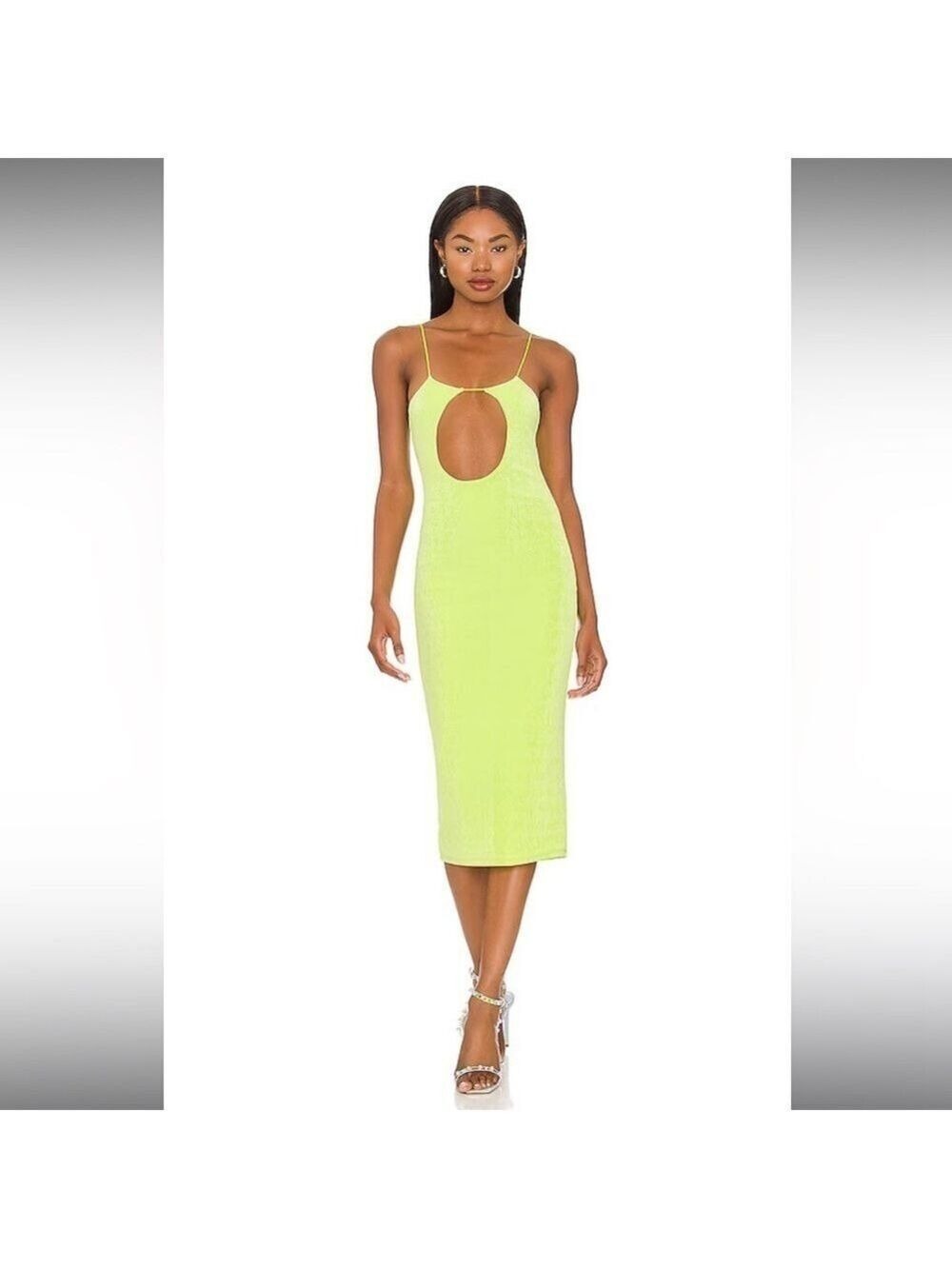 h:ours Reagan Midi Dress in Acid Lime Size XL